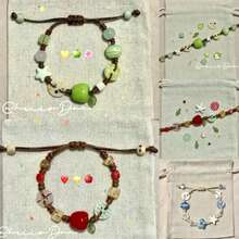 Adjustable Size Ceramic Apple, Planet Bracelet, Fruit, Planet, Button, Starfish, Flower And Other Elements, Ceramic, Flowing Material Combination, Cute Bracelet, Suitable For School Season, Birthday,, New Year And Valentine's Day Gifts, For Family And Friends, Suitable For All Scenarios, Halloween, Outfit Gifts - 紅蘋果 - 查看 1