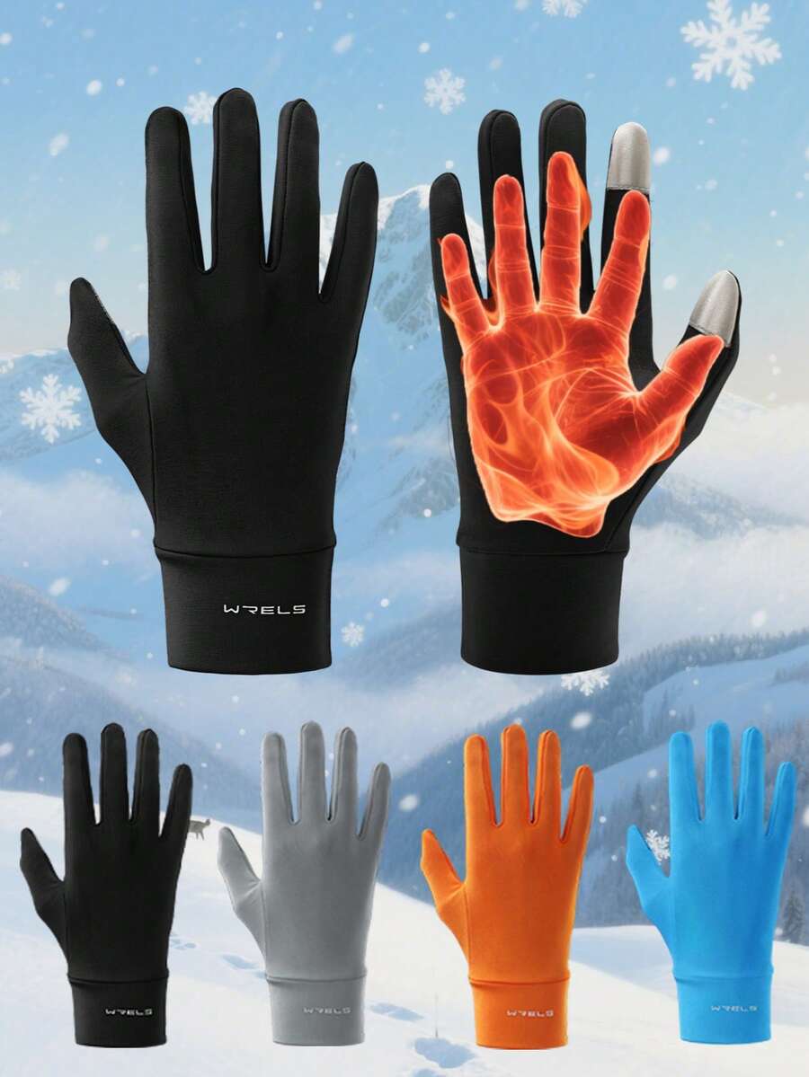 WRELS 1 Piece Windproof Warm Fleece Gloves, Touch Screen Full Finger Gloves - Ideal Gift For Winter Fishing, Cycling, Skiing, Outdoor Sports And Perfect New Year Gift, Motorcycle Accessories, Fishing Accessories, Bicycle Accessories