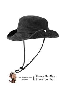 1 件装男士帽檐遮阳帽，徒步露营钓鱼牛仔帽，防紫外线 - 一件裝男士漁夫帽 - 查看 14