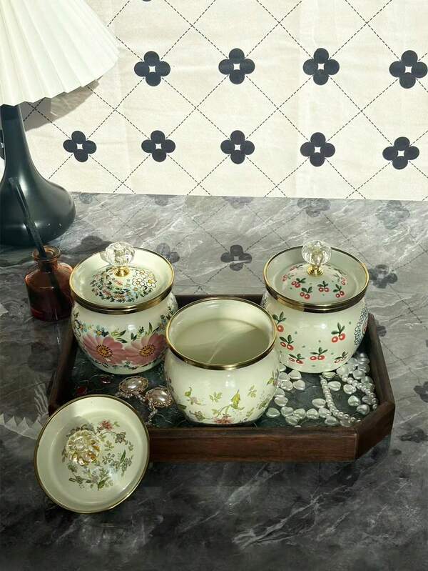 1 Set Of Light Luxury Enamel Storage Jar With Diamond-Shaped Lid + 2 Bamboo Spoons (Optional), A Fresh And Minimalist Home Decorative Storage Jar. Suitable For Home And Office Use As A Tea Jar, Coffee Bean Jar, Chili Sauce Jar, Or Candy Jar. It Also Serves As A Perfect Gift Jar For Festivals And Birthdays To Relatives And Friends