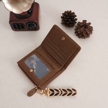1pc Chocolate Color Vintage Folding Wallet Korean Style Student Coin Purse Retro Snap Closure Pouch For Women Wallet Mini Wallet Purse Wallet Fall Autumn Cute Wallet Small Wallet Wristlet Wallet - Brown - View 3