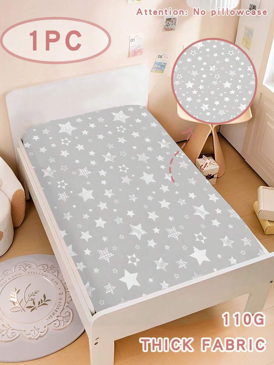 1 Tấm trải giường cũi in hình ngôi sao tối giản - Tấm trải giường thoáng khí cho bé trai và bé gái 110g Vải chất lượng cao - Nhiều màu - Xem 1