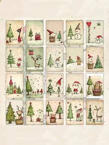 20 Stücke Vintage Weihnachten süße Tier Weihnachtsbaum Postkarten - 4*6 Zoll Vintage Junk Journal Papier Klassische Pin-Up Mädchen Einsätze - Sammlerstück dekorative Postkarten - geeignet für Scrapbooking und Basteln