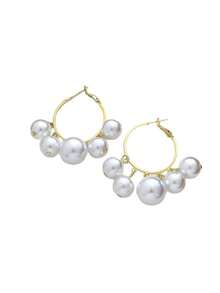 1 Paar minimalistische, kreative, übertriebene Creolen mit Kunstperle für Frauen, vielseitig einsetzbare, elegante Luxus-Ohrringe für den Sommer