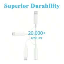 1 件 3.5 毫米音频插孔适配器电缆转换器兼容 14 系列、 13/12/11/XS/XR/8/7/6、iPad 兼容耳机插孔适配器转换器 - 白色 - 查看 4