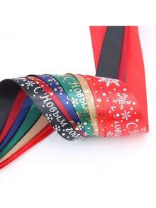 Merry Christmas! 2cm Polyester Ribbon With Gold Foil Stamping, Christmas Gift Wrapping Ribbon, Christmas Gift Decoration Ribbon