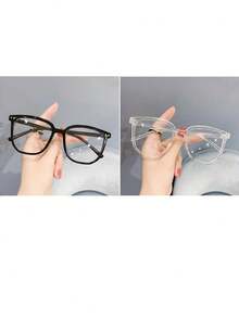 1 par de gafas ópticas con montura cuadrada unisex, gafas con bloqueo de luz azul con estilo universitario para uso diario