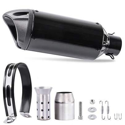 TRP Tubo de escape universal para bicicleta, silenciador negro con cubierta de silenciador negra, silenciador de tubo de escape universal para motocicleta de 35-51 mm, multicolor