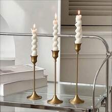 3 Peças Suportes de Vela de Metal Latão na Cor Dourado/Preto, Decorativo Vintage e Moderno, Castiçal Central para Lareira, Casamento, Festa de Natal, Presente de Inauguração, Decorações de Natal, Decoração de Quarto de Inverno