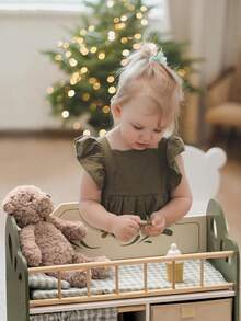 Robud Wooden Baby Doll Crib Toy Baby Crib With Storage Bedding And Wooden Hooks Fits Dolls Up To 21 Inch Doll Furniture For American Girls Ages 3+ - Green - View 6
