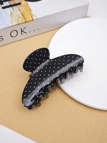 1/2件装女士波点半圆形发夹套装，简约时尚休闲可爱亚克力材质黑白波点半圆形醋酸纤维发爪夹组合，日常通勤穿搭搭配丸子头盘发固定无损秋季时尚发爪夹秋季发饰优雅发夹冬季度假穿搭女士夏季海滩 - 彩色 - 查看 5