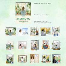 30 arkuszy naklejek PET z motywem krajobrazu, w stylu akwarelowym, seria "The One By The Window", ręcznie robione naklejki dekoracyjne do scrapbookingu - Wielokolorowe - Zobacz 14