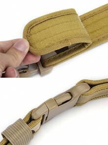 1条男士户外迷彩战术腰带，牛津布材质，实用安全训练运动户外登山宽腰带，适合万圣节、休闲、商务、街头、波西米亚风、西部风、户外等场合，可作为男士、丈夫、男友、父亲、爸爸的礼物，也适合圣诞节等场合。 - 黑色 - 查看 4