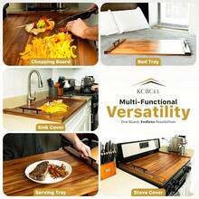 Noodle Board Stove Cover - Acacia Wood Stove Top Cover – Large Wood Cutting Board - Stove Top Covers For Electric Stove - Countertop Saver - Charcuterie Tray - Serving Board - Rustic Kitchen Decor - 黃色 - 查看 7