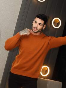 Basic Quality Men's Knitted Sweater - Mustard Yellow - View 1