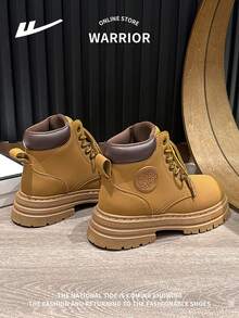 WARRIOR 1 双男女款户外系带靴，时尚舒适皮革防水耐用防滑高帮旅行徒步工作靴，情侣鞋 - 駝色 - 查看 11