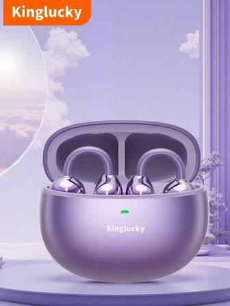 Kinglucky 夹式耳塞开放式无线蓝牙 5.4 耳机带麦克风，50 小时播放，降噪，防水，运动耳塞，舒适锻炼，手机蓝牙耳机，带麦克风的无线耳机兼容 和 Android，游戏耳机和扬声器，麦克风，节日礼物情人节礼物圣诞礼物，秋冬假期露营必备品，度假配件，露营用品
