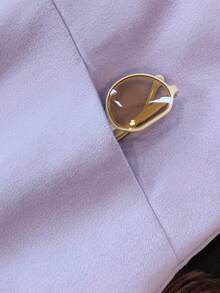 女士优雅常规长度薰衣草色梭织面料大衣，立领，落肩设计 - 淡紫色 - 查看 5