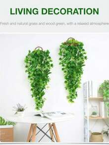1/2pcs Artificial Plants, Hanging Planter, Wall Hanging Rack Decor, Suitable For Indoor, Outdoor, Living Room Shelf Decor, Home Decor, Room Decor, Garden Decoration, Wall Decoration