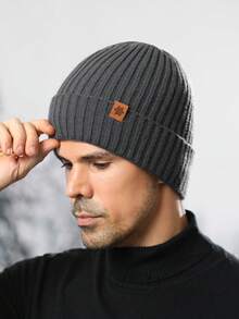 男士冬季针织帽，带保暖内衬，条纹可爱街头风休闲针织帽，纯色保暖无檐帽，适合派对、家庭聚会、朋友聚会、户外活动、驾车、日常寒冷天气佩戴，男士礼物 - 彩色 - 查看 13