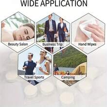 1/2/3/5pcs  Compressed Towel, Non-Woven Material, Disposable Mini Face Towel, Portable For Outdoor Travel, Space Saving, Hygienic And Fast Unfolding - White - View 4