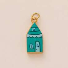 1 pezzo Ciondolo semplice e carino in acciaio inossidabile a forma di casa con fiore, arco e ciliegia, adatto per realizzare collane, bracciali, orecchini, portachiavi, catene per borse, fibbie per merletti, accessori gioiello da donna, accessori fai-da-te