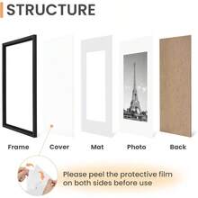 16x20 Picture Frame Set Of 5 Display Pictures 11x14 With Mat Or 16 X 20 Without Wall Gallery Poster Frames Black - 黑色 - 查看 3