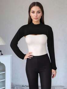 1 chiếc khăn quàng cổ nữ màu trơn, chất liệu viscose, cổ tròn, tay giả, có cổ áo, phụ kiện dài tay đa năng cho áo khoác màu trơn, áo cổ lọ. - Nhiều màu sắc - Tay áo raglan ngoại cỡ - Xem 14