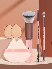 MAANGE 3/7pcs Makeup Brush Set, Includes 3 Makeup Brushes + 4 Accessories: Foundation Brush, Eyelash Brush, Eyeshadow Brush, Blending Brush, Eyebrow Brush, Makeup Brush Gift Set, Women Girls Travel Makeup Brush Beauty Tools - Watermelon Pink - View 13