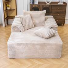 48.8'' Oversized Cloud Sectional Sofa Bed – Double Lounge Chaise With Boneless Fluffy Design, Plush Cushions & No Assembly Required, Modern Sleeper Loveseat For Small Spaces, Living Room, Apartment, Movie Night - Beige - View 9