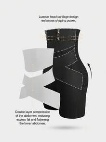 1件装女士高腰交叉收腹无缝塑身裤，瘦身打底裤，内裤短裤，束腰带 - 黑色 - 查看 10