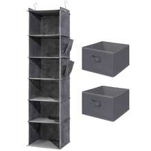 1pc Multi-Layer Wall Hanging Storage Bag, Organizer Pocket For Clothing, Accessories & Household Items, Closet Hanging Wardrobe Rack With Drawers, Grey - Grey - View 22