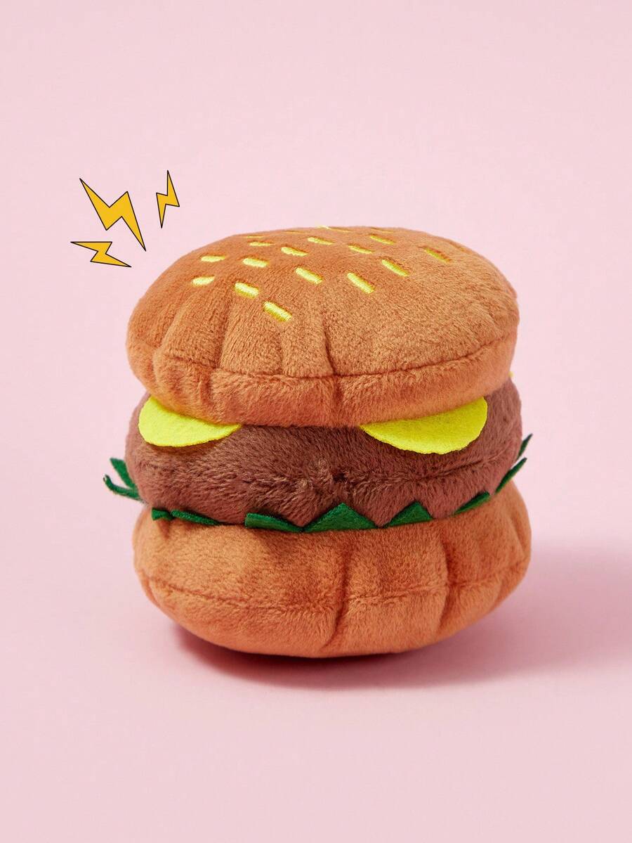 1pc Đồ chơi hình bánh hamburger vui nhộn cho chó Đồ dùng cho thú cưng Bánh hamburger chống cắn Huấn luyện tự giải trí Phát ra âm thanh - Màu Khaki - Xem 1