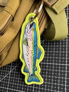 1pc 5color Vibrant Salmon Fish Keychain – Colorful Polyester Charm Double Stitching Unisex Fishing-Themed Gift & Outdoor Accessory For Backpacks Keys Tackle Boxes Mixed Colors Y2K