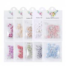 30件/包情人节3D玫瑰花指甲饰水钻装饰混合仿真珍珠饰美甲配件春季美甲用品指甲宝石