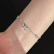 4 件装优雅水晶花朵手链 女士 Y2K 甜美女孩月亮樱花蝴蝶结方晶锆石手链奢华设计师珠宝礼物