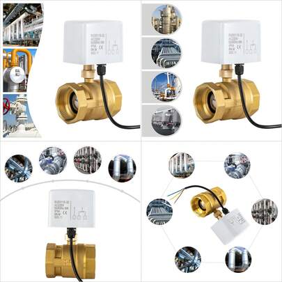 2" DN50 Electric Two-Way Ball Valve, Brass Ball Valve, High-Quality, Used In Heating, Ventilation, Air Conditioning, Refrigeration, And Other Building Automation Systems To Regulate The Fluid Flow In The Piping System By, Brass, Golden