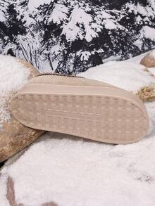 1 Paio di pantofole da donna con suola spessa e termiche, pantofole in pile antiscivolo per interni adatte per la maternità, ideali per Natale, autunno/inverno - Cachi - Visualizzare 6