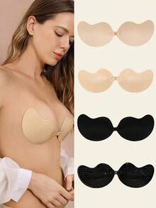 Silicone Adhesive Bras | Invisible Strapless Push Up Bra For Women | Backless Dress Essential - Self-Adhesive Nipple Cover With Lift Support