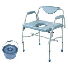 Commode Chair, Bedside Commode With Drop-Down Arms And Detachable Backrest, 5-Level Adjustable Height, 7L Removable Bucket, Easy To Assemble, 1000LBS Capacity, Portable Toilet For Adults Seniors - Dusty Blue - View 7