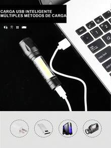 2 piezas Linterna LED de Bolsillo,linterna portátil con carga USB,Linterna LED Recargable, Lamparas de Mano,linterna de Camping con luz de enfoque con zoom,Luz De Camping Portátil Con iluminación Lateral Y Cordón,Linterna recargable USB portátil con luz LED, fácil de transportar e imprescindible para la iluminación exterior.(Cada Linterna Incluye Cable de Carga y Estuche) - 2 piezas - Ver 9