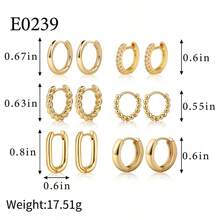 6pcs/4pcs/2pcs Set Vintage Metal Beads & Braided Hoop Earrings, 14K Gold Plated, Minimalist Fashion Jewelry