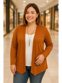 Cardigan Short Women's Mid-Season Plus Size Coat - Camel - Ver 2