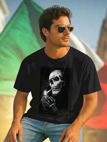 Skull Lighter T Shirt Uomo Moda Casual Cotone Manica Corta Stile Unico Idea Regalo Originale  Streetwear Novità Offerta Speciale
