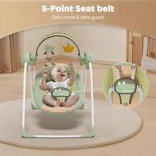 Baby Swings For Infants, Baby Girl Swing For Newborn, Portable Infant Swing Portable Baby Bouncer For Newborns 0-6 Months,Infant Bouncer Seat Lightweight Rocker For Babies Up To 20 Lbs,Adaptable Speed,Timing,Foldable & Travel-Friendly Baby Chair - 綠色 - 查看 5