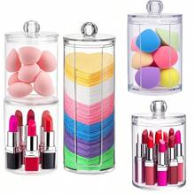 透明亚克力化妆品收纳盒，化妆棉、棉签、牙签收纳盒，带盖 - 彩色 - 查看 3