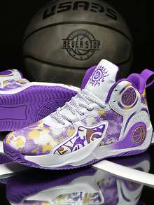 青少年篮球鞋，梦幻篮球鞋，青少年学生休闲运动鞋，篮球鞋，跑步鞋，耐磨防滑鞋底，透气舒适 - 紫色 - 查看 5