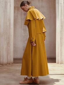 Simplee Women's Spring New Solid Color Cloak Shawl Long Sleeve Jacket Top And Skirt 2-Piece Set, Fashionable For Commuting