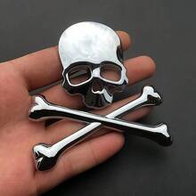 3D Metal Skull Badge Stickers For Cars And Motorcycles, Suitable For Fenders And Hoods, Compatible With Bicycles, Cruisers, Pop Bikes, And Cutters - màu đen - Xem 5