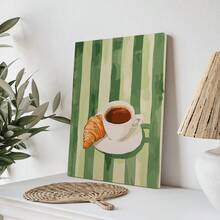 1 Tranh canvas đóng khung, tranh áp phích, tranh treo tường, họa tiết lưới cà phê và bánh sừng bò, áp phích về thực phẩm và đồ uống, họa tiết bánh sừng bò và cà phê, tranh treo tường hình tách cà phê, họa tiết nhà bếp cổ điển - Nhiều màu - Xem 5